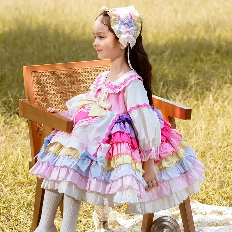 

Spring Autumn Dress for Girls Baby Long Sleeve Lolita Girl Ball Gown Wedding Dress Girl Multicolor Princess Party