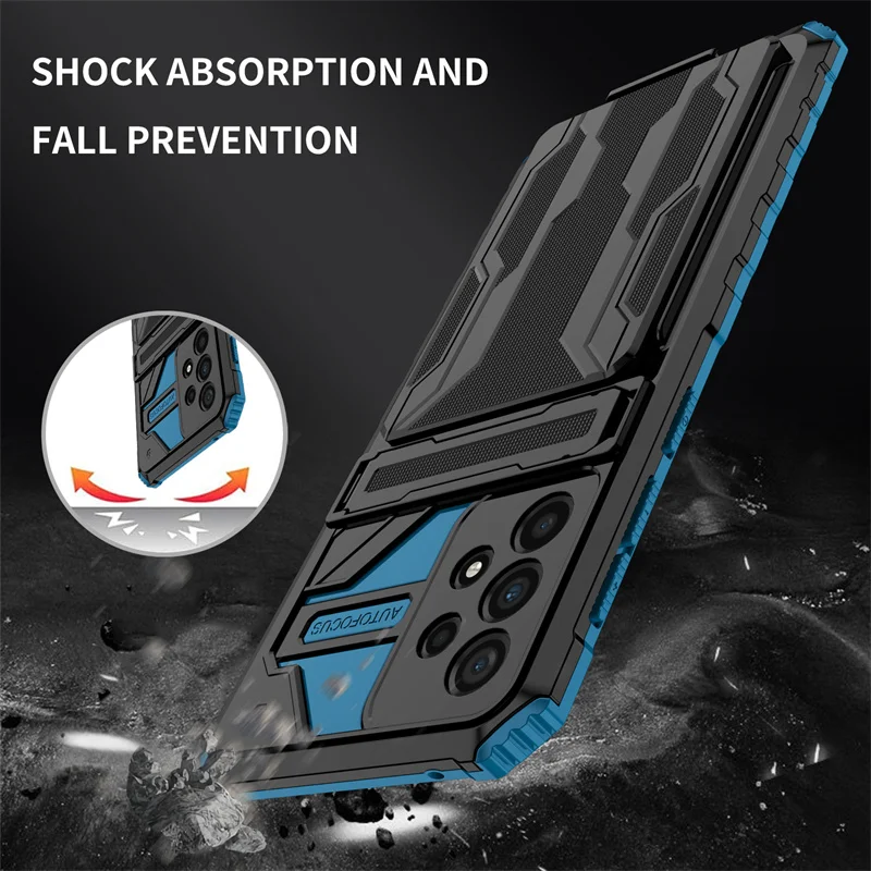 For Samsung Galaxy A13 A23 4G Case Shockproof Armor With Card Slot Cases For Samsung A33 A53 A73 5G A 33 53 73 Stand Back Cover