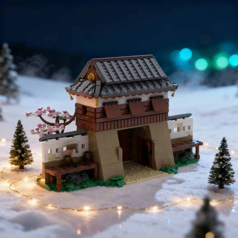 1603pcs MOC Samurai Town Gates Castle Medieval Fortress Model Building Blocks Module Diorama Figure Ship Robot Aircraft Toy Gift