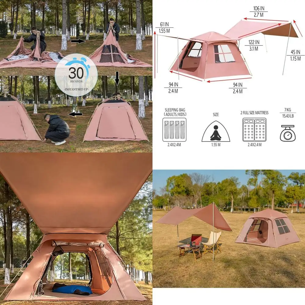 

Водонепроницаемая палатка-кабина на 4 человека с легкой установкой и защитой от солнца, большая, цвет кофе