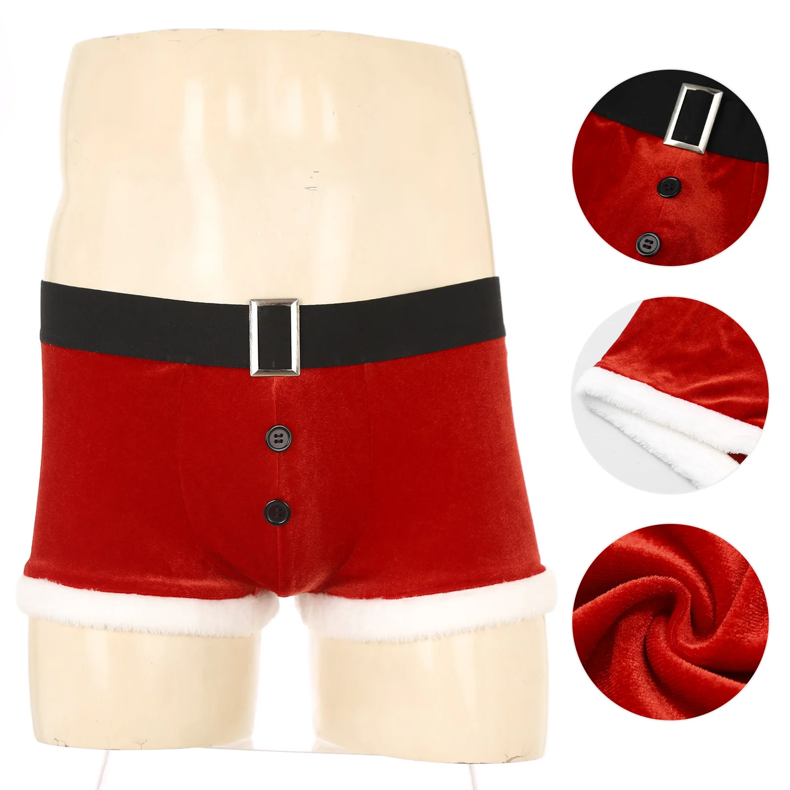 Costume de Noël sexy pour hommes, ensembles de sous-vêtements de cosplay de gentleman, caleçons en velours avec col et poignets, tenues, robe de paupières du Père Noël