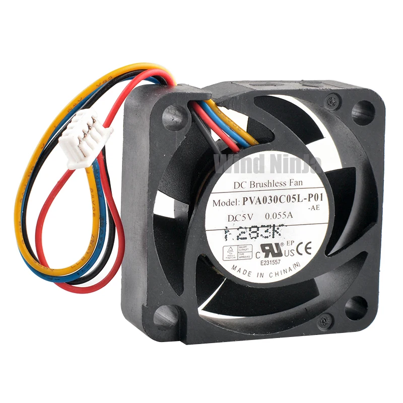 PVA030C05L-P01 3cm 30mm fan 30x30x10mm DC5V 0.055A 4pin quiet mini cooling fan for Raspberry Pi routers