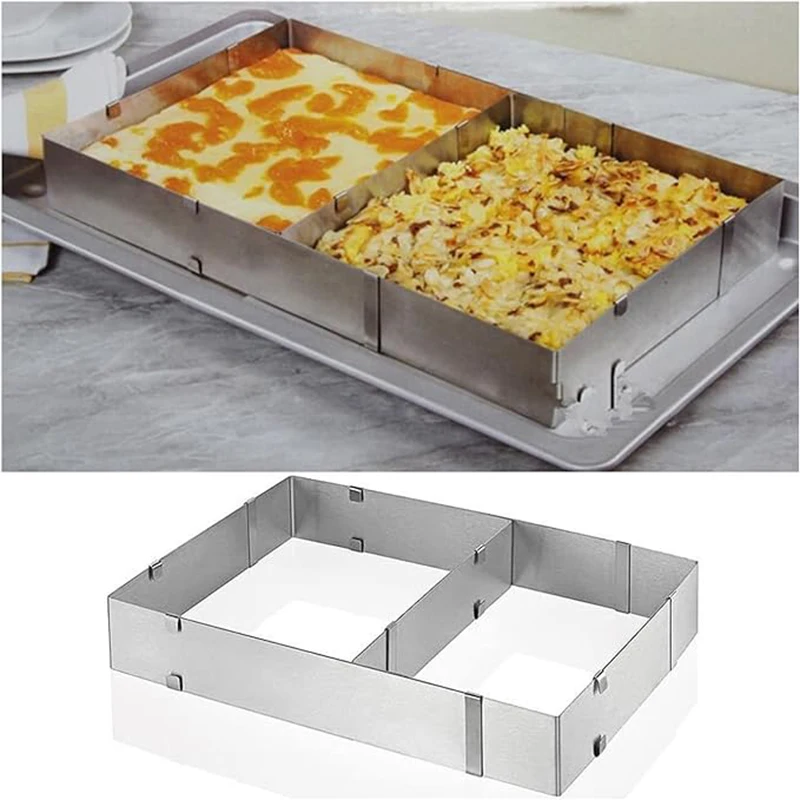 Rectangular cake mold ring, adjustable stainless steel square mousse cake cutter baking mold pastry baking tool