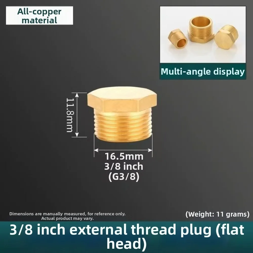 Brass Threaded Pipe Plug Threaded Corrosion Resistant Blind Stopper Hex Head Pressure Resistant Pipe Connector Plumbing Fitting