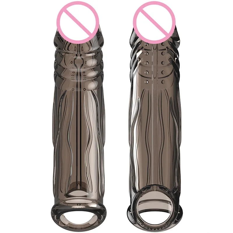 Reusable Condom Sleeve Sex Delay Ejaculation Product Extender Cock Ring Men Enhancement Vagina Stimulation Sex Toys For Couple