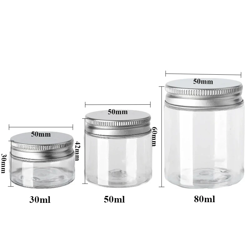 Pots en plastique transparent de 30/50/80ml, 25 pièces, conteneurs cosmétiques vides, stockage réutilisable pour échantillons de crème, liquide, organisateur de cuisine de voyage