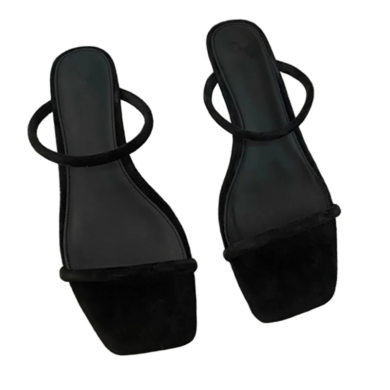 

Withered French Lazy Leather Mules Sandals 3.5cm Mid-heel Sandals Commuting Casual Minimalist Slippers Summer Shoes Women