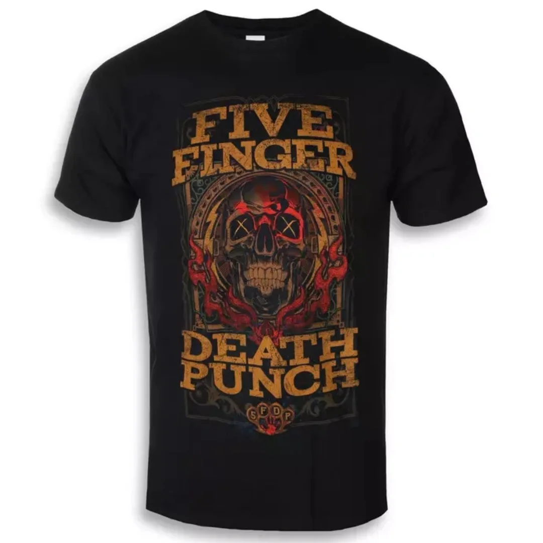 Five Finger Death Punch - Wanted Art Pattern Nu Metal Band T-shirt Casual Street Style Cotton T-shirt for Men and Women