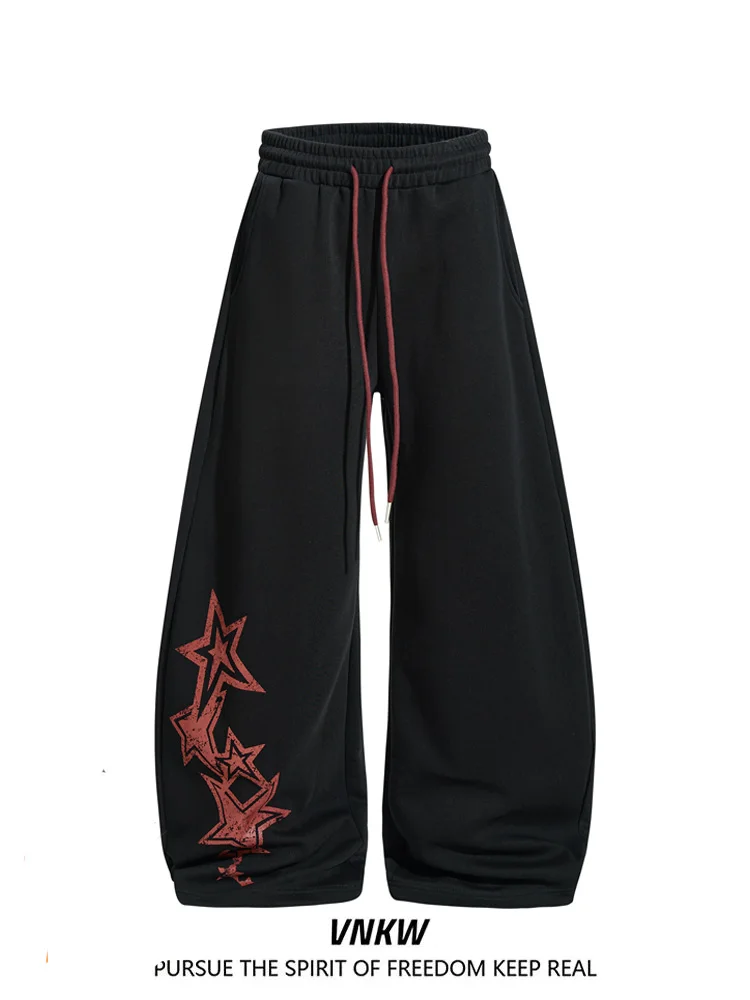

Повседневные брюки с принтом американской звезды в стиле ретро, свободные спортивные штаны для уличных танцев, широкие спортивные штаны длиной до пола для мужчин и женщин
