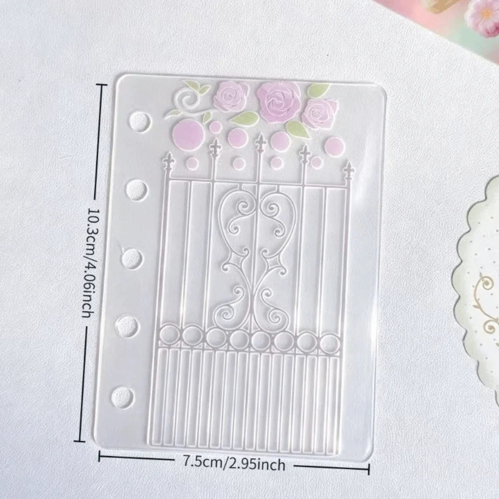 PVC M5 Pocket Notebook with Elastic Band 5 Hole Loose Leaf Notebook Romantic Vine Rose Print DIY Scrapbook Journal