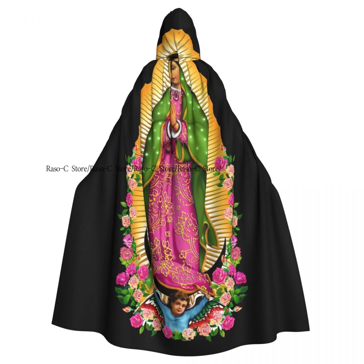 Adult Cloak Cape Hooded Virgen Guadalupe Juan Diego Medieval Costume Witch Wicca Vampire Elf Purim Carnival Party