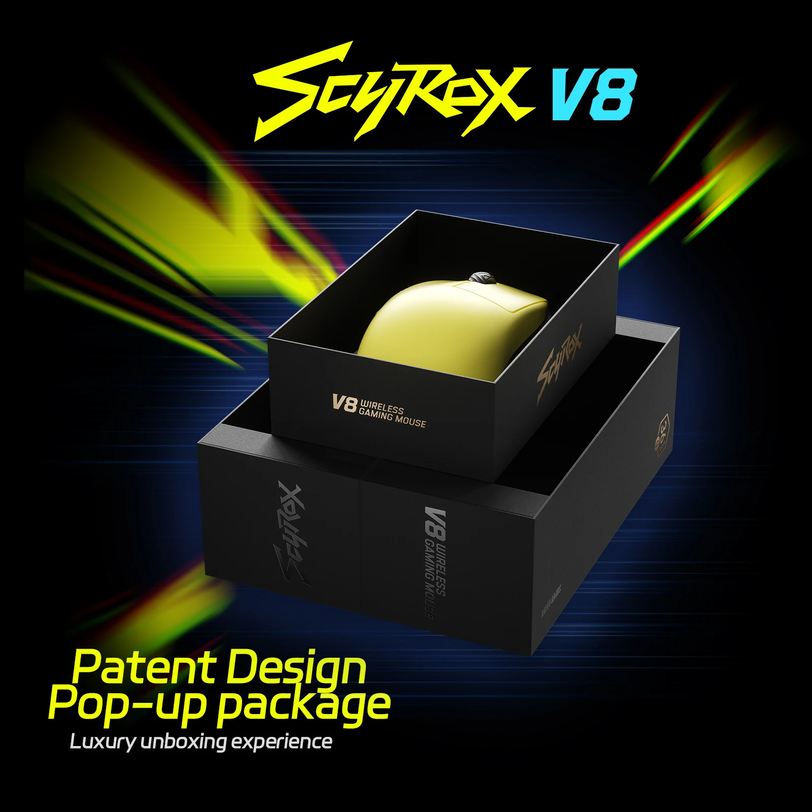 SCYROX V8 Gaming Mouse, No holes, 8K Dongle Included, Pixart 3950, Optical Switches