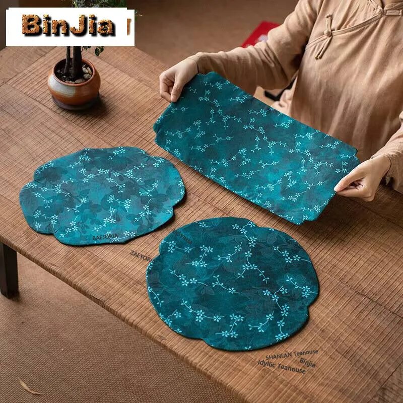 

Chinese Brocade Waterproof Printing Double-sided Dry Bubble Tea Mat Retro Table Flag Fabric Table Flag Tea Tray Coffee Table Mat