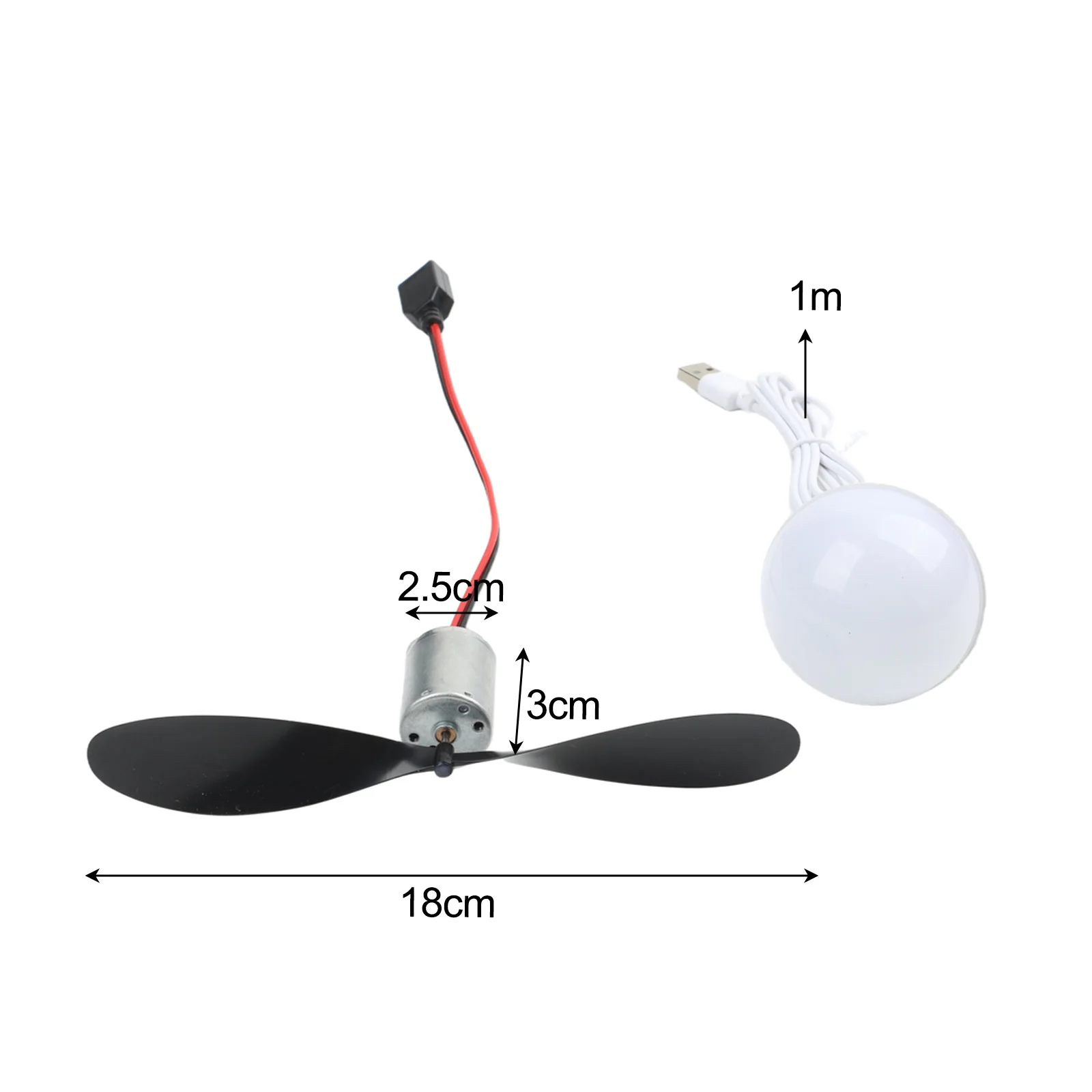 Science Project Wind for turbine Kit with Motor Assembly 18 cm Blade and USB Illuminated Bulb for Energy Demonstration