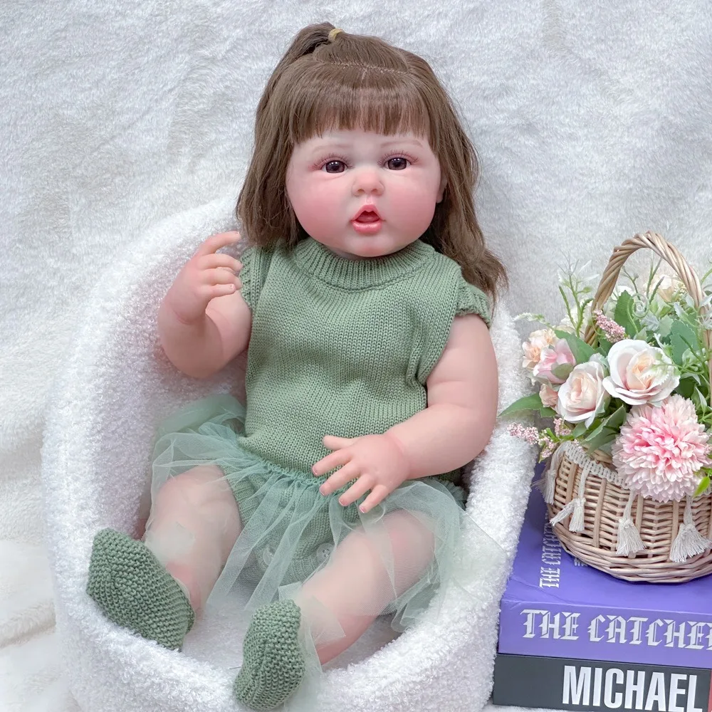 Novo 60cm pintado simulado bebê reborn boneca completa de plástico macio grande simulado menina brinquedo W-3039