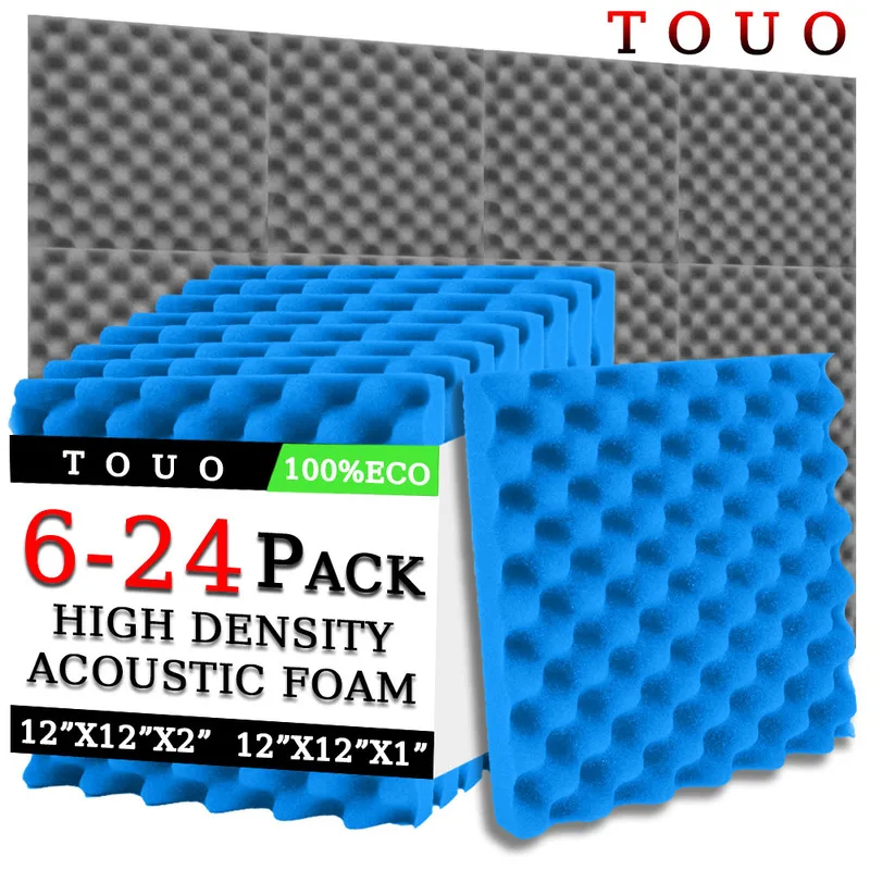 

TOUO 6/12/24 Pcs Egg Trough Studio Acoustic Foam Home Acoustic Treatment Wall Soundproofing Soundproof Foam