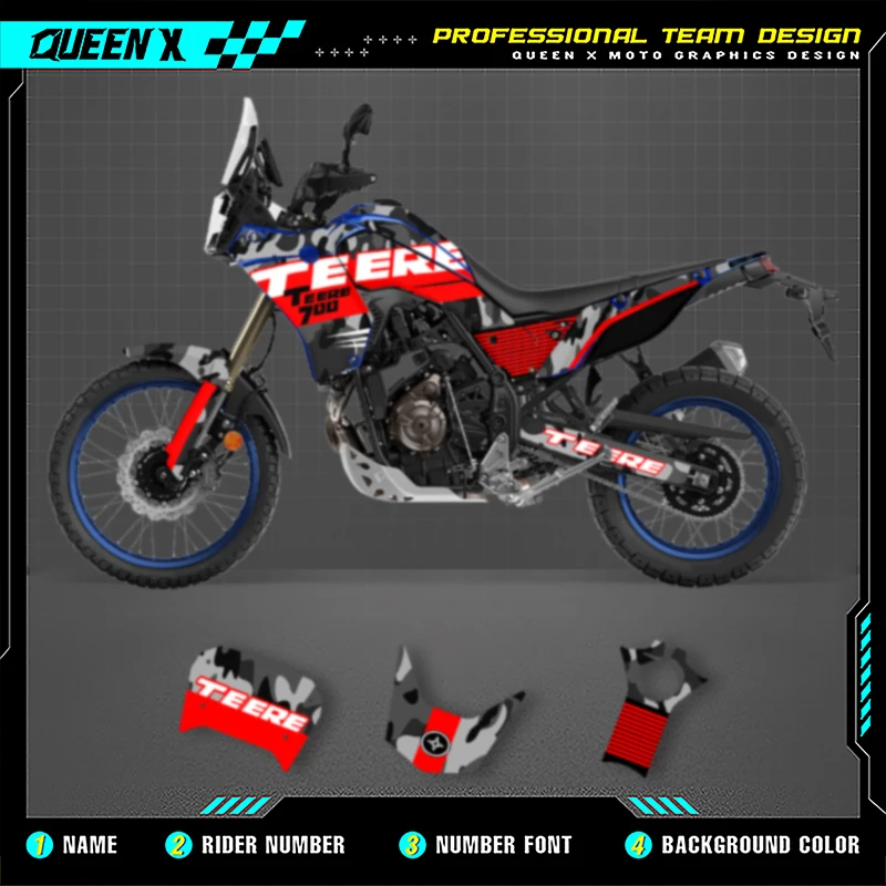 

Queen X MOTOR For TENERE T700 2018 2019 2020 2021 2022 2023 FOR YAMAHA Full Fairing Motorcycle Graphics Decals Stickers Kits 008