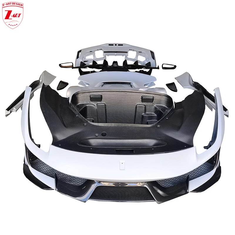 Z-ART 488 Kit de carrocería de pista para Ferrari 488 GTB Kit de carrocería de pista de fibra de carbono seca para Ferrari 488 2015-2019 Kit de carrocería de actualización