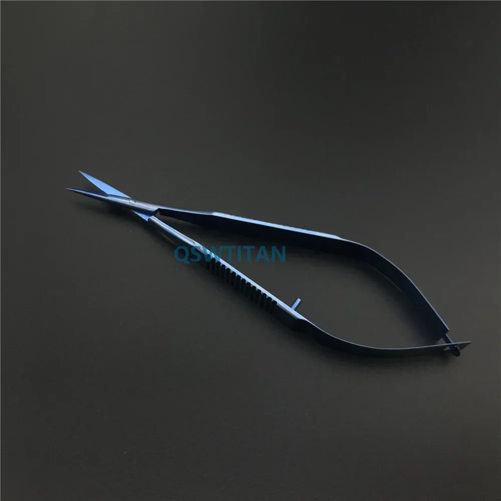 Flat Handle Eye Micro Scissors, Cirurgia Oftálmica, Aço Inoxidável, Titânio, 12.5cm