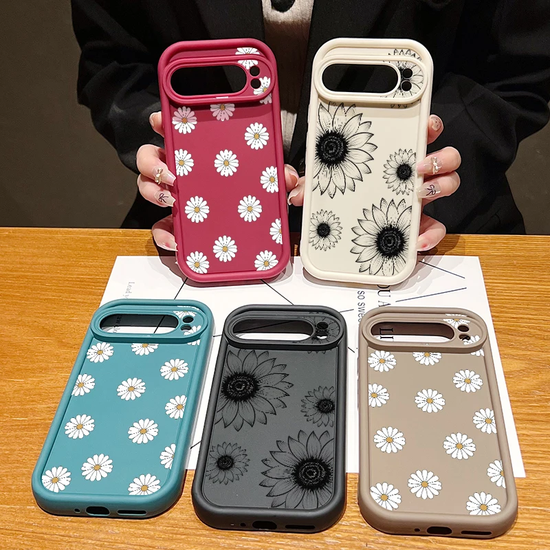 حافظة من السيليكون على شكل زهور لهاتف جوجل بيكسل 8A 8 Pro 9 Pro XL مقاومة للصدمات بلون الحلوى غطاء هاتف من البولي يوريثان الناعم لهاتف Pixel 9 Pro #6