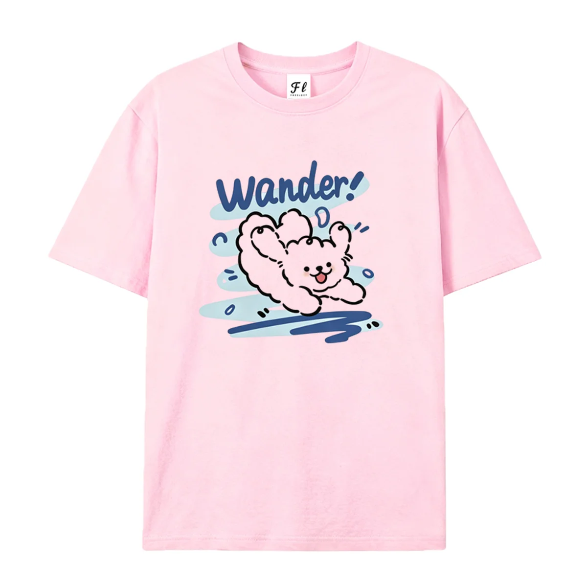 Women Cute Fluffy Puppy Letter Graphic Tee Round Neck Short Sleeve Tops Cartoon Dog Theme Casual Soft Loose Summer Daily Wear