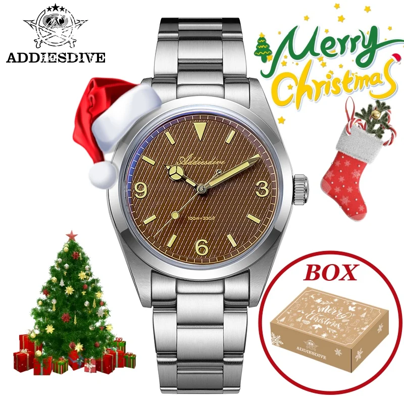 

ADDIESDIVE 2025 NEW Men Watch 316L Stainless Steel Bubble Mirror Glass 10Bar Diving Luminous Quartz Watch Christmas Gift