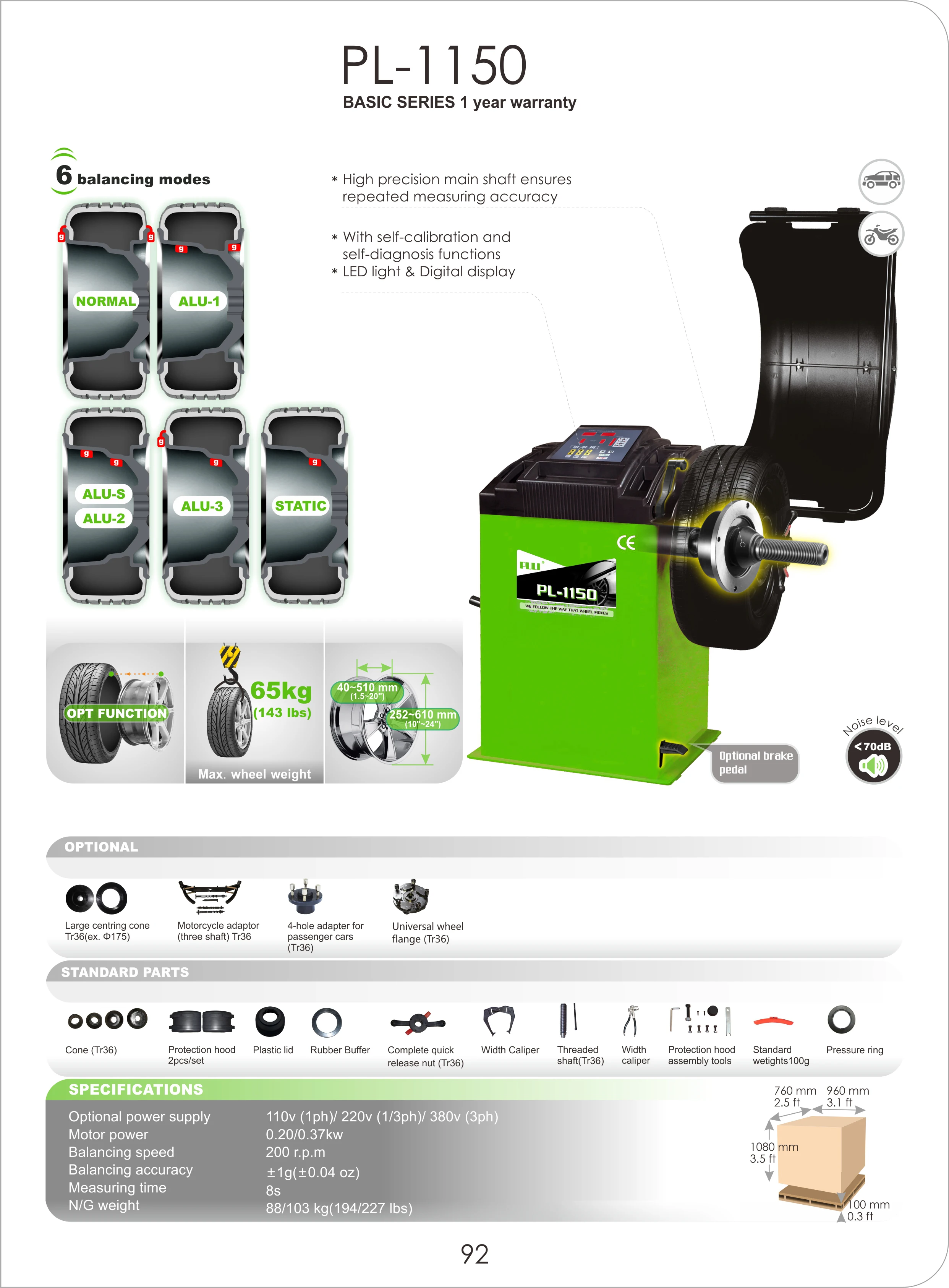 Tragbare mobile PL-1110 Radauswuchtmaschine, Reifenmontiermaschine, Radausrichtungsausrüstung für den Straßenservice