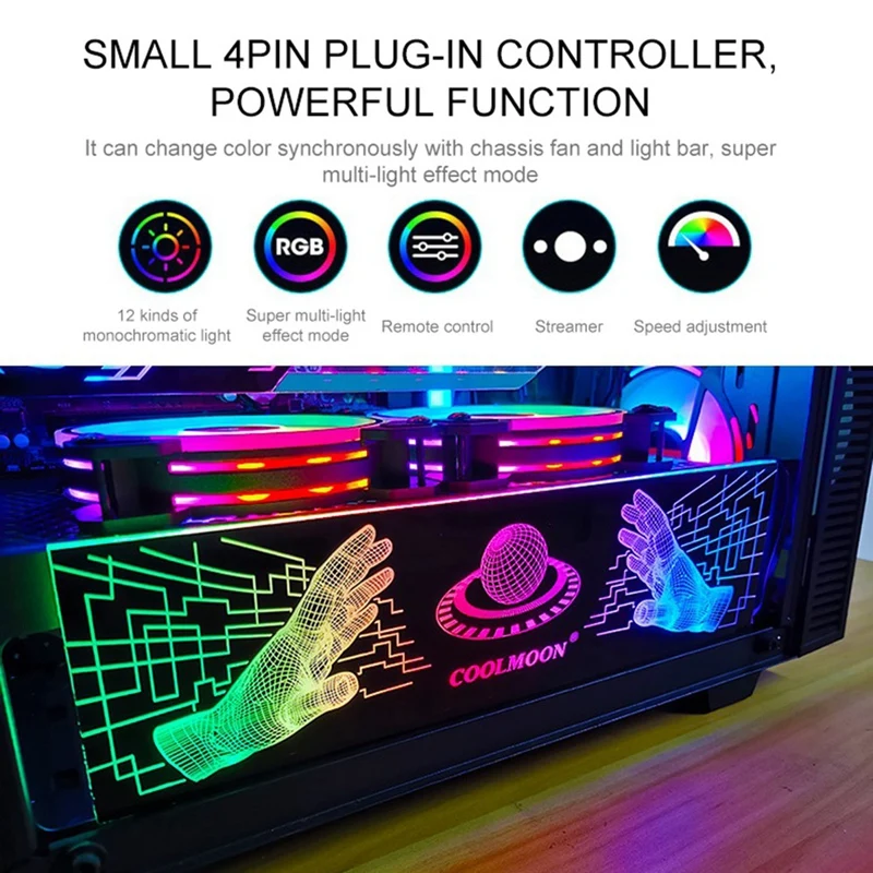Para COOLMOON RGB tablero de luz LED fuente de alimentación tablero de luz chasis tablero de luz para decoración de chasis de PC