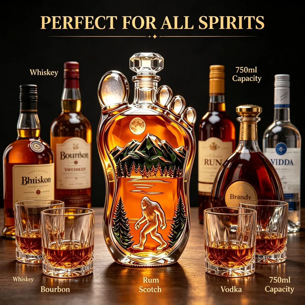 Unique Bigfoot Foot Shaped Liquor Bottle Premium Borosilicate Glass Whiskey Wine Spirit Decanter Hand Art Bar Ornament Ideal