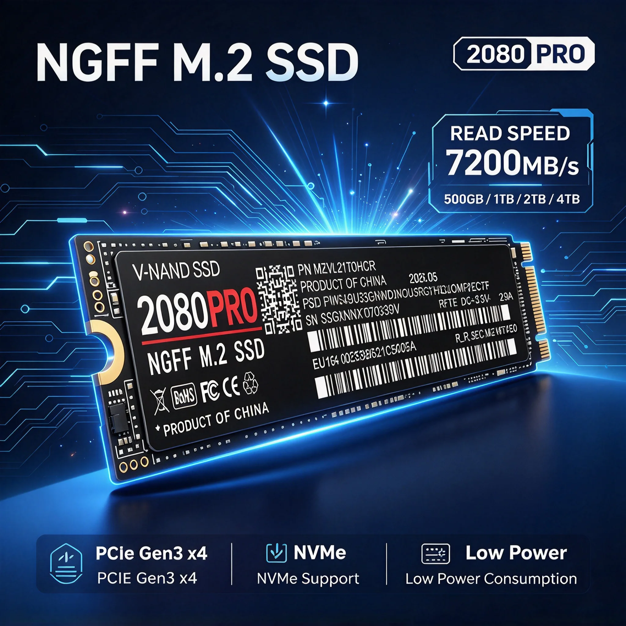 M2 NGFF 2280 2080PRO PCIe Internal Solid State Drive 500GB 1TB 2TB 4TB Reliable Endurance for Laptop File Backup Media Storage &