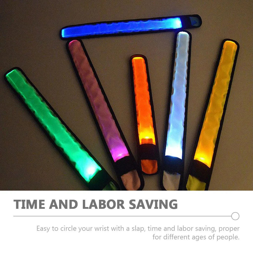 

6Pcs Luminous Slap Bracelets Compact Kids Wristbands Glow Bands Running Lights Party Wristbands for Night Safety
