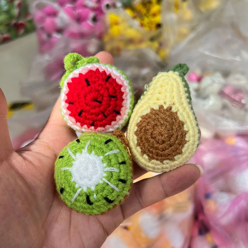 Wool Crochet Finished Fruit Pendant DIY Keychain Jewellery Accessories Watermelon Avocado Mango Kiwi Clothing Accessories