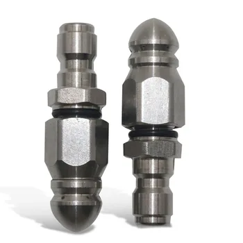 Boquilla de dragado de tubería de alcantarillado, boquilla de alta presión de acero inoxidable de 7 orificios, boquilla de pistola de agua de alta presión, conexión rápida de 5000psi 1/4