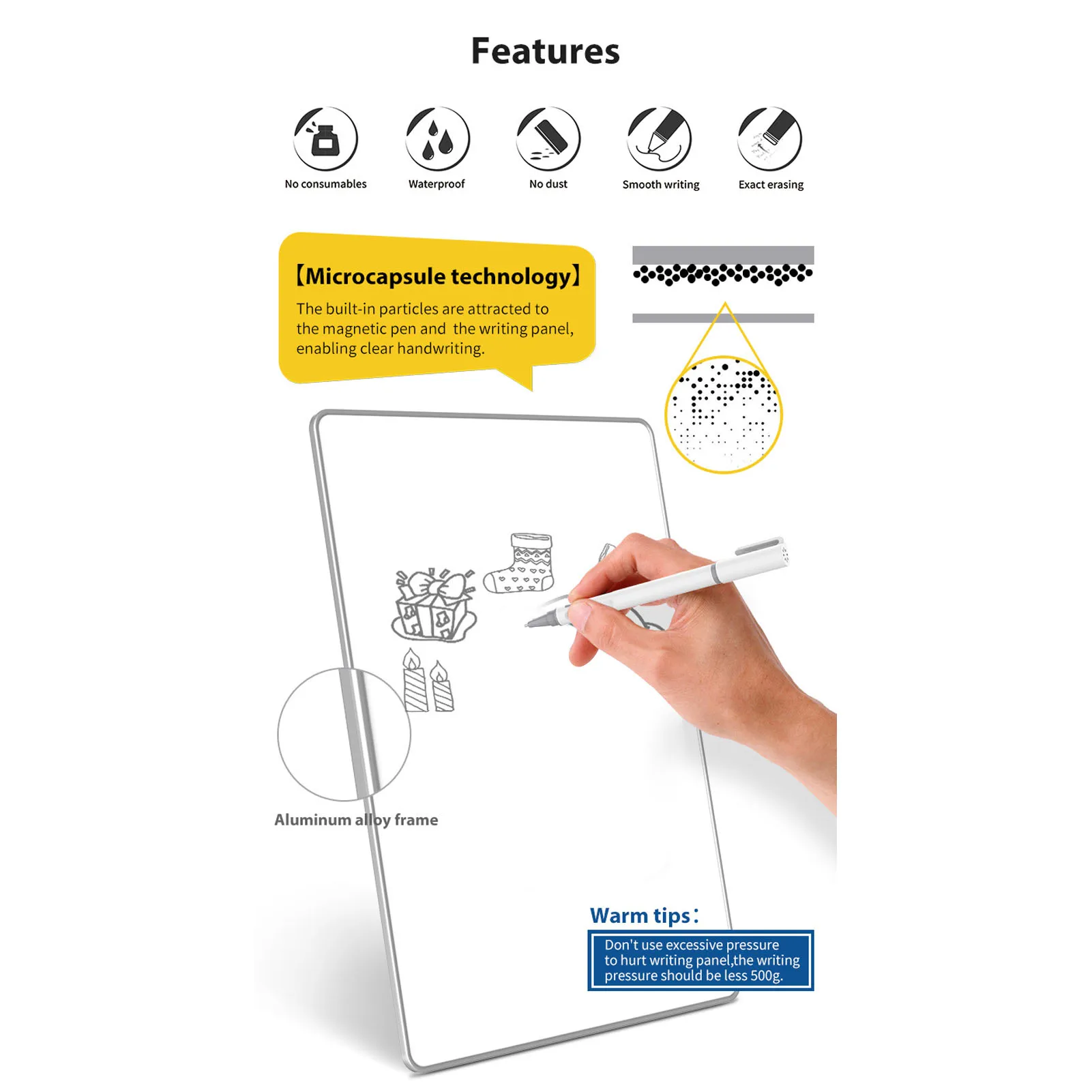 LCD Drawing Pad LCD Handwriting Board LCD Writing Tablet Eye  Aluminum Alloy Magnetic Drawing Pad for Student Workers