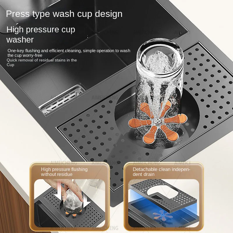 Stainless Steel Small Kitchen Sink With Cup Washer 18 Gauge Undermount Top Mount Sink For Compact Kitchens & RVs