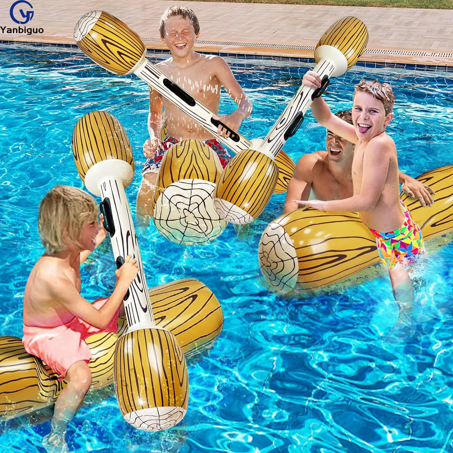 

Inflatable Floating Row Toys for Summer Beach Swimming Pool Party Inflatable Floating Row Toys Set Battle Log Rafts Pool Toys