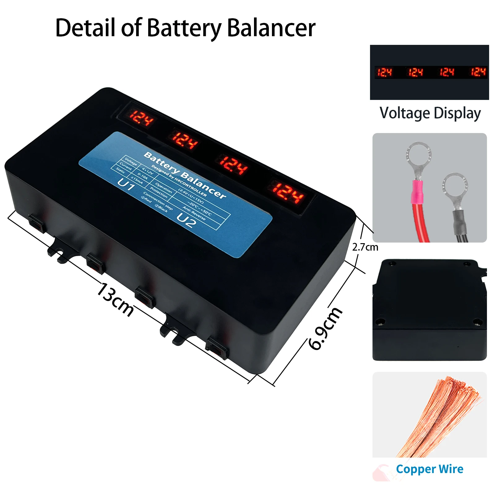 Battery Equalizer LED 24V 48V 60 Solar Voltage Balancer for Lead Acid Battery System Series-Parallel Connected Charge Controller