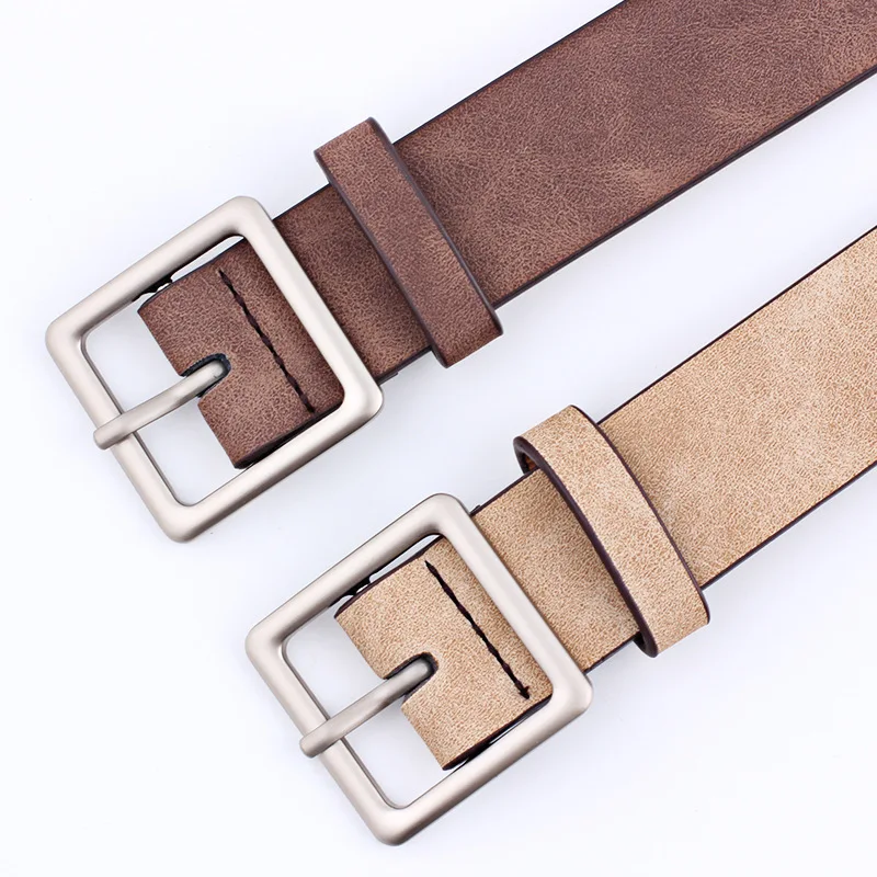 Hot Sale Frosted Texture Imitation Faux Leather Belt with Japanese Character Metal Buckle 103cm Decorative Belt for Jeans Pants