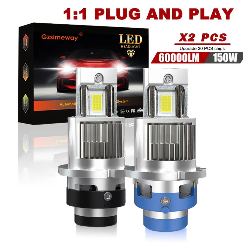 

1:1 led D2S D3S Headlight Bulb D1S D4S D8S 60000LM HID To LED Canbus D2R D4R Lamp 6000K Plug & Play