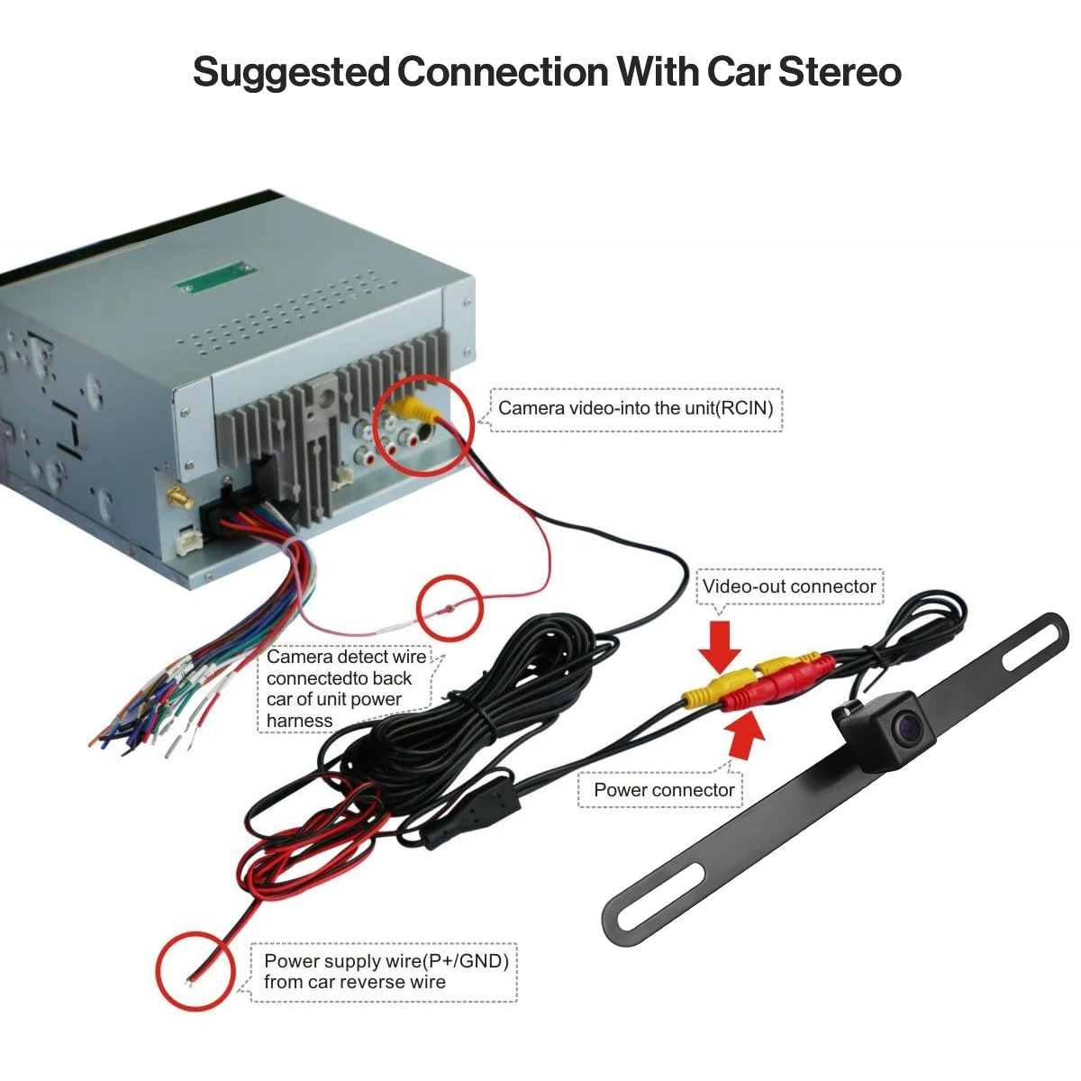 ATOTO AC-4486 Waterproof High Definition Hidden/Concealed License Plate Car Rear View Camera