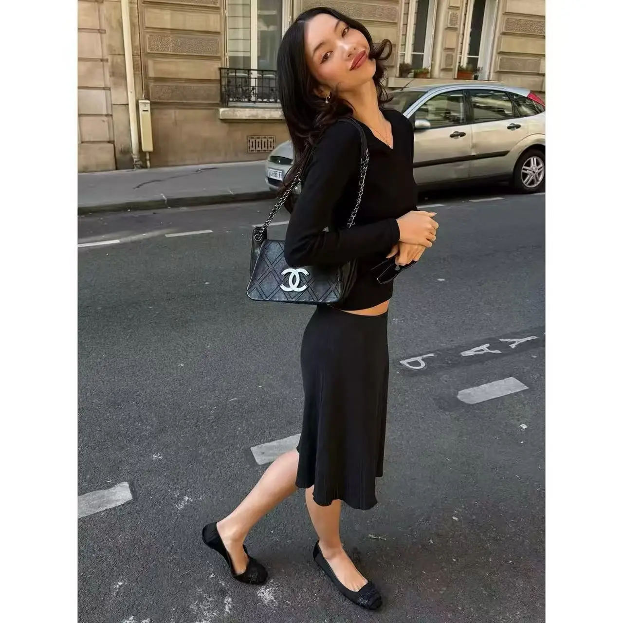 COUCOU The Slip Skirt Black and White
