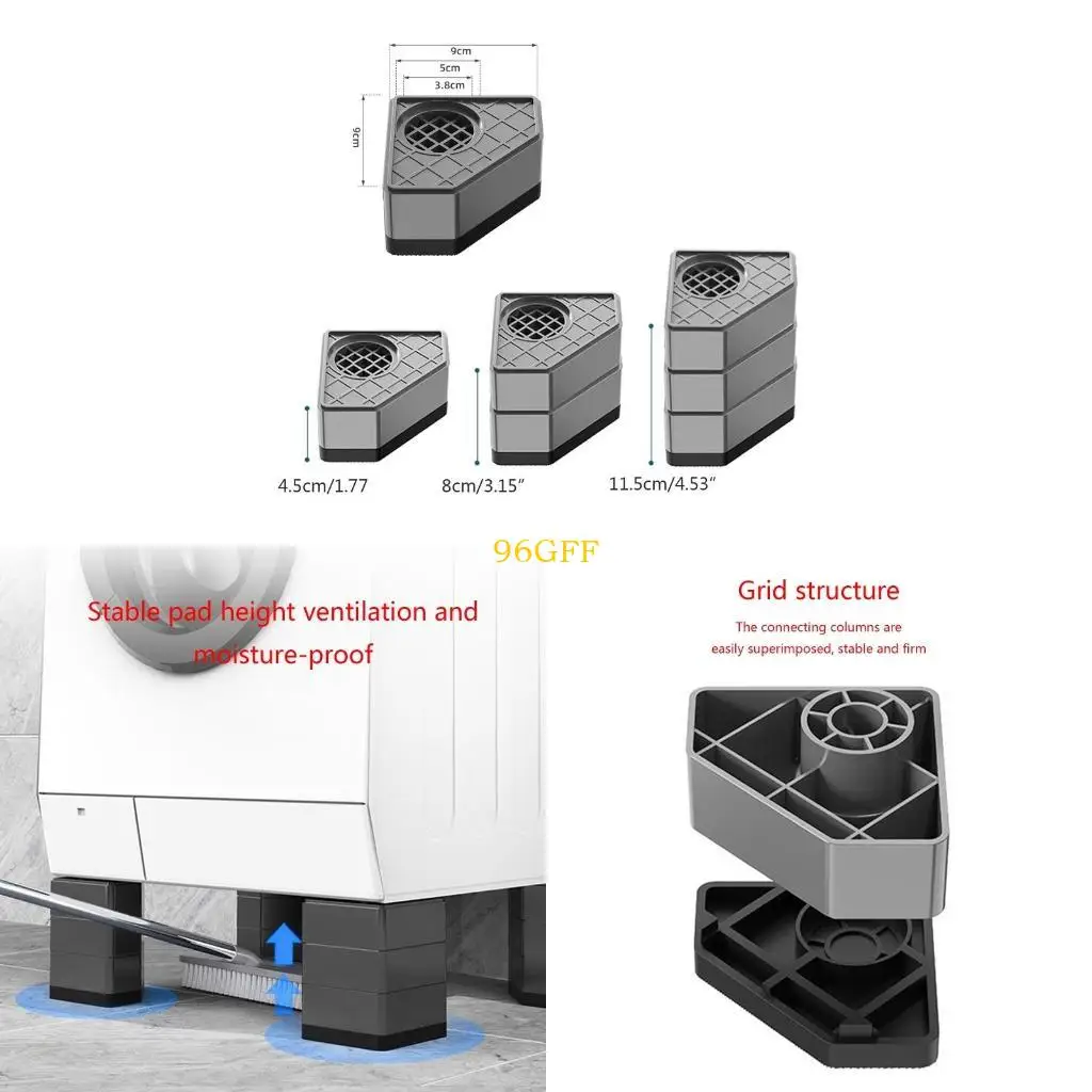 96GF 4 Pcs Washing Machine Feet Pads Home Anti-Vibration Pads Mute Non-slip Pad Furniture Leveling Foot Furniture Protector