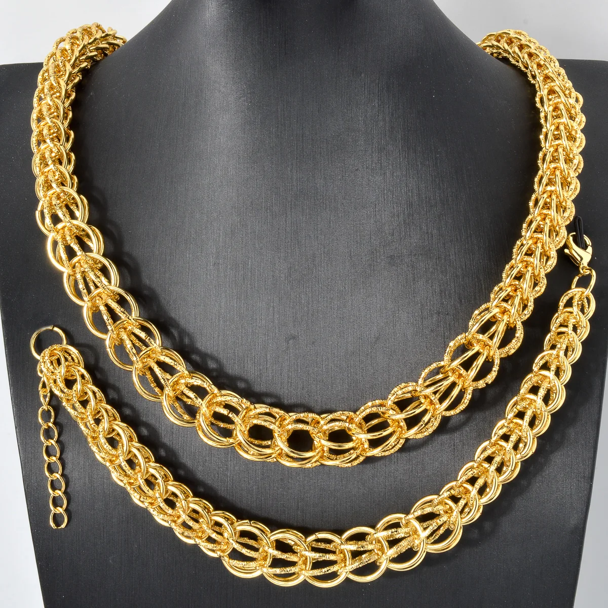 Jewelry Sets Dubai 18K Gold Plated Link Chain Hip Hop Style Choker Necklace Bracelets 2024 Trendy Jewelry set Party Gift