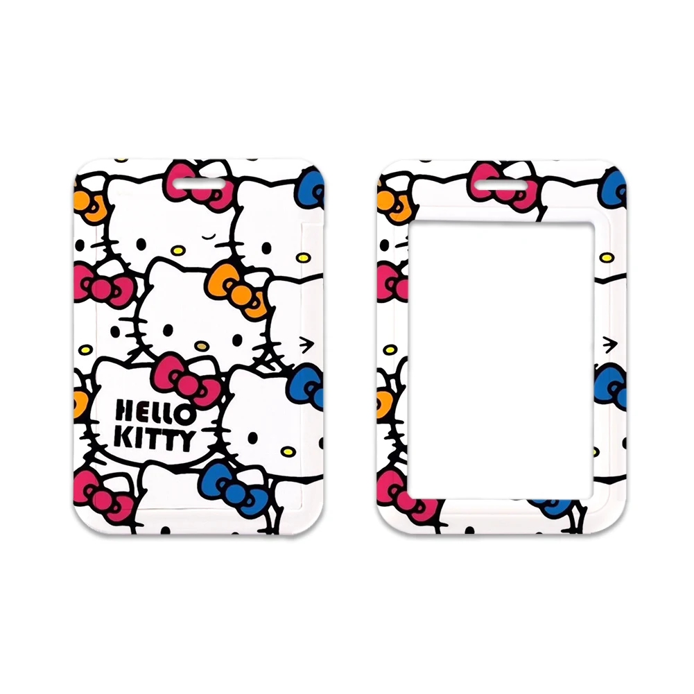 W Sanrio ที่ใส่บัตรประชาชน Hello Kitty เคสการ์ดรูปการ์ตูนมีสายคล้องแบบเลื่อนได้ sampul kartu รถบัสแฟชั่น sampul kartu เด็ก