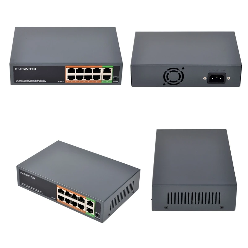 Wysokowydajne 10-portowe przełączanie PoE Ethernet portami PoE+ i 2 portami Uplink