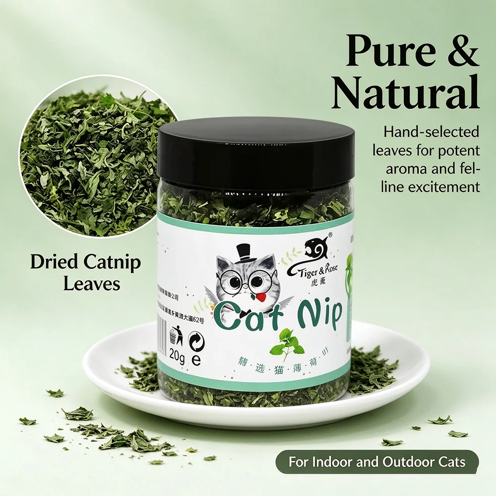 100% Natural Catnip Leaves Jar Premium Cat Nip for Cats, Kitten Interactive Toy Refill, Help Relax Cat & Clean Teeth