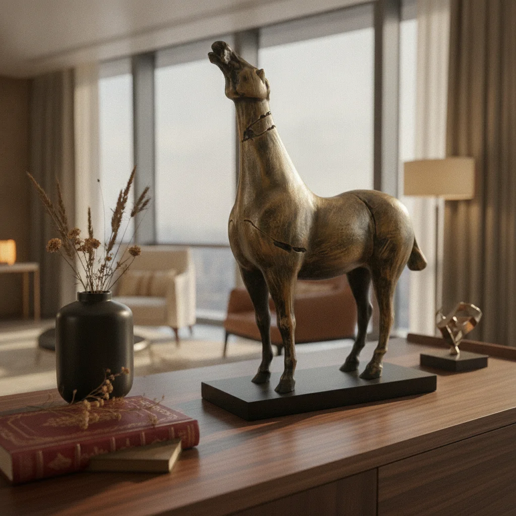 Standing Horse Figurine Raised Head Horse Statue on Base Equine Sculpture Decorative 1 Piece Non