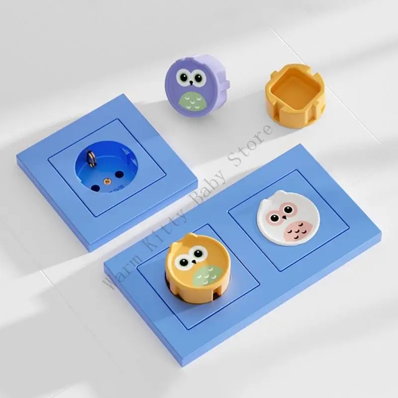 Immagine 3: 6 pezzi coperture protettive per prese per bambini di sicurezza in silicone morbido per cartoni animati coperture protettive per prese standard europee antipolvere anti-shock