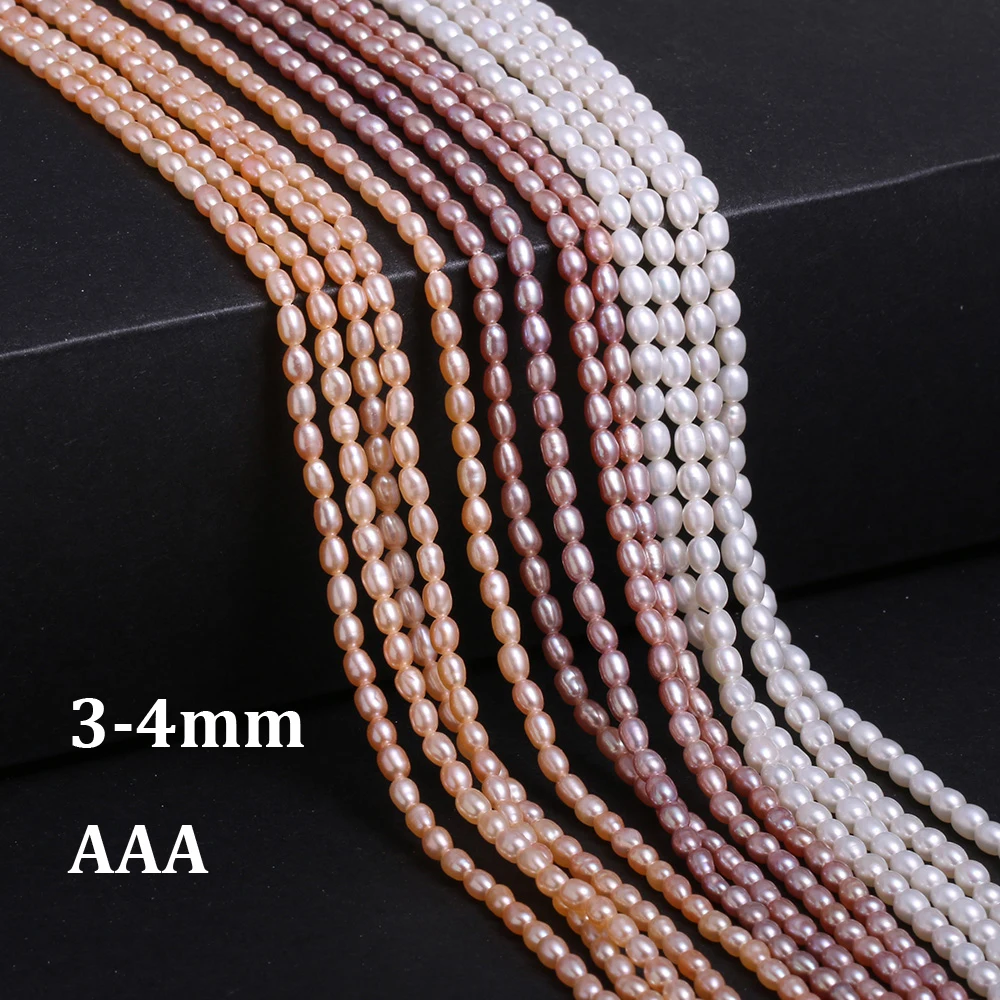 

AAA 3-4mm High Quality Rice-shaped Natural Freshwater Pearl Spacer Beads for Jewelry Making DIY Necklace Bracelet Accessories