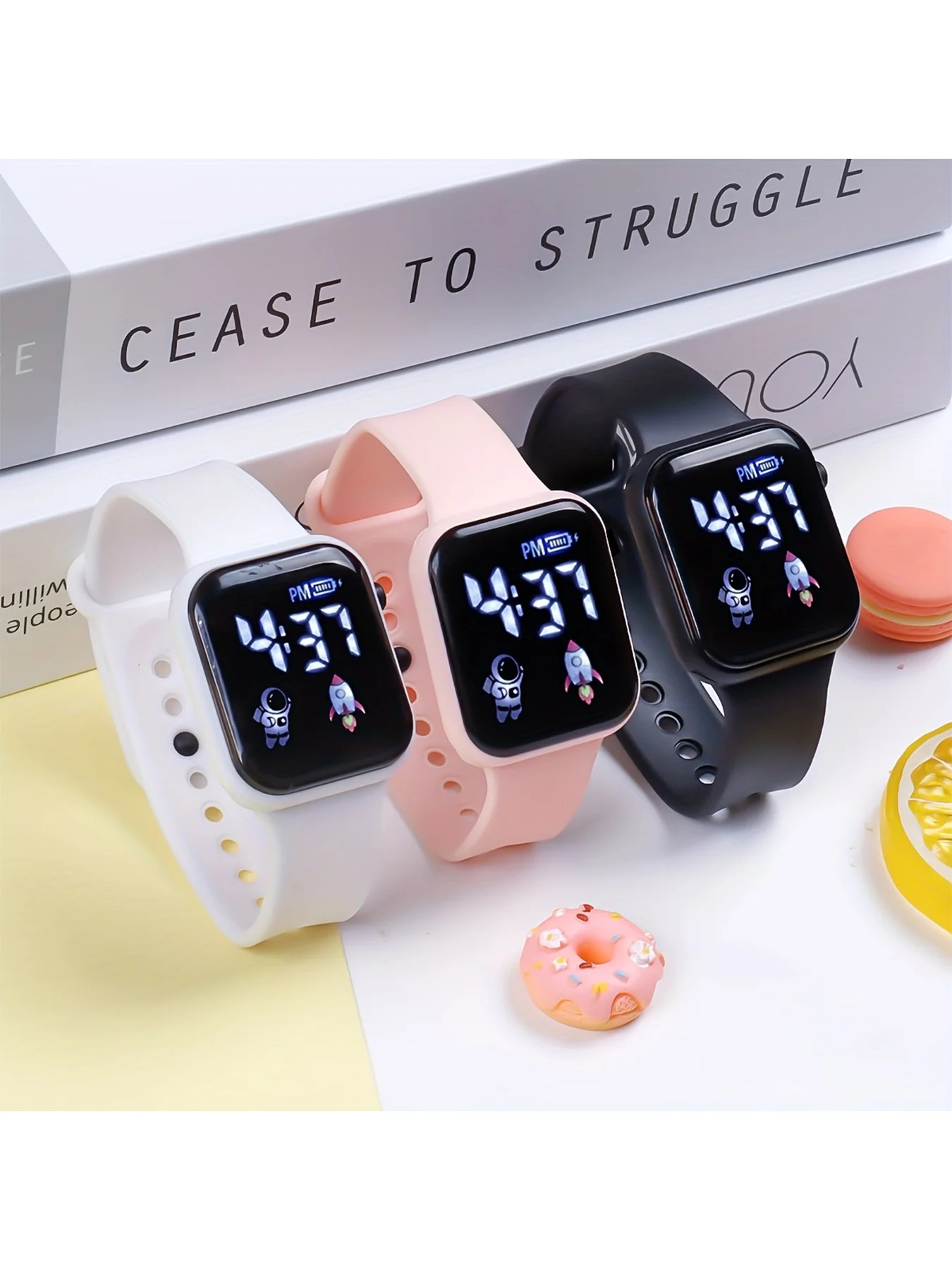3pcs simple square unisex electronic watch with large LED digits, casual electronic wristwatch for students and teenagers, ideal